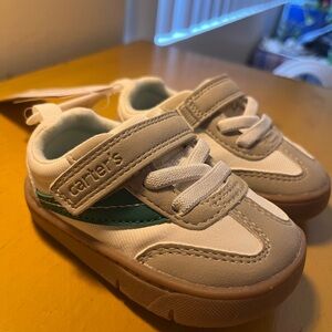 Carter's Kids White and Teal Velcro Sneakers and socks bundle